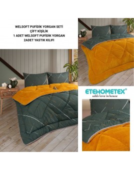 ETE HOMETEX ÇİFT KİŞİLİK LÜX WELSOFT YORGAN 195X215CM YANSIMA HARDAL 8696474231870